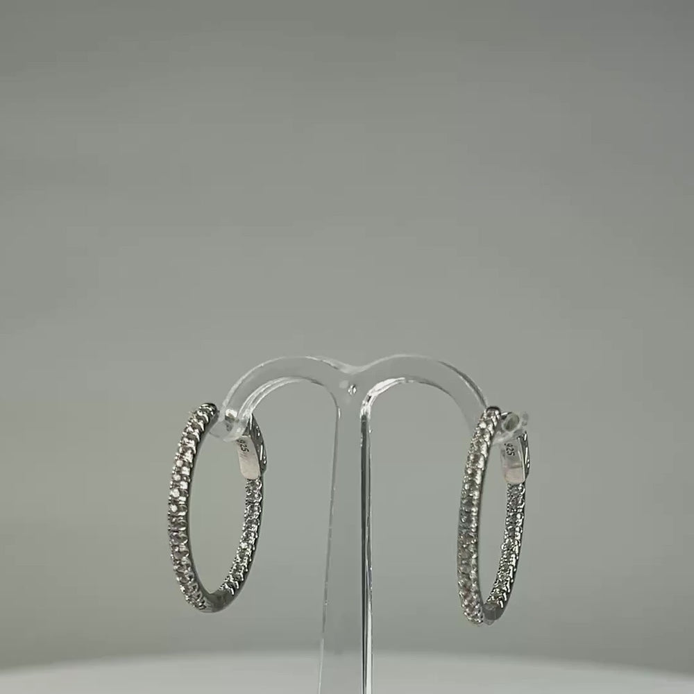 Cercei creole zirconia argint 925 22mm eleganti - video prezentare